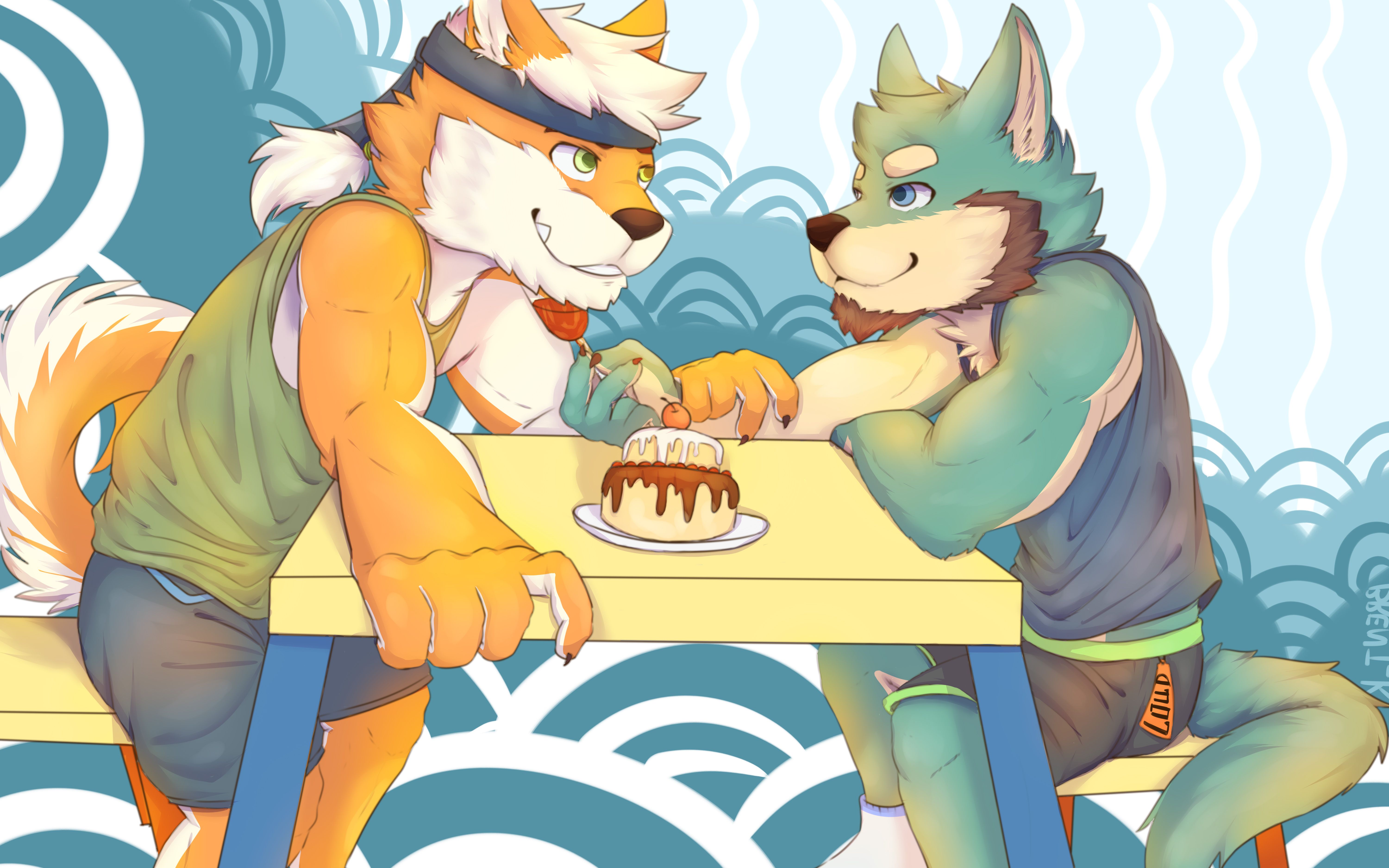 furry 兽人绘制 自家的两个崽