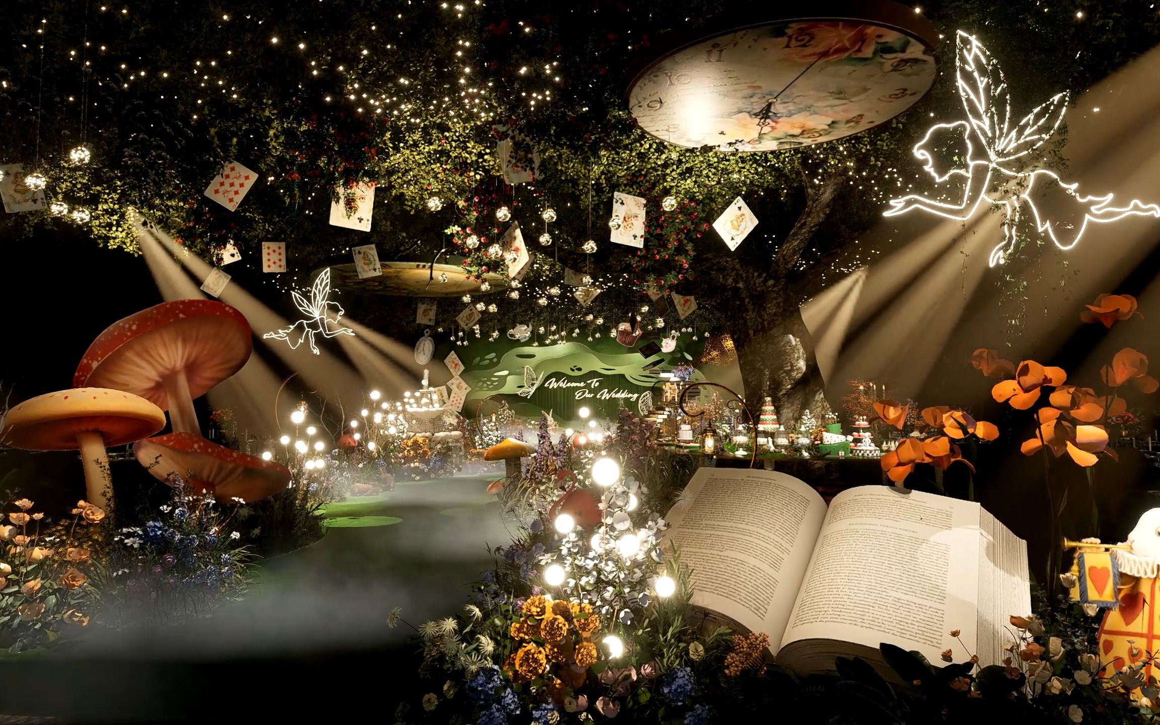 爱丽丝梦游仙境主题婚礼/su/d5渲染器