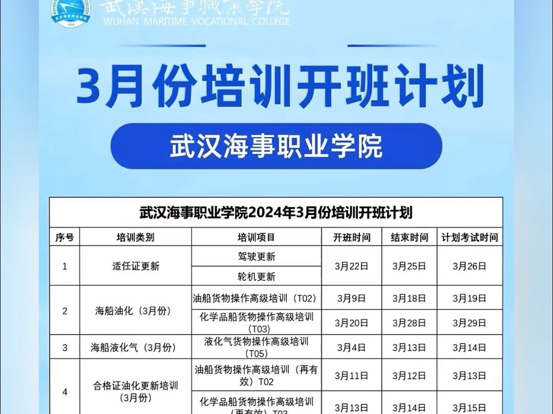 武汉海事职业学院3月开班计划公布啦!快来看看有没有你需要的课程吧~哔哩哔哩bilibili