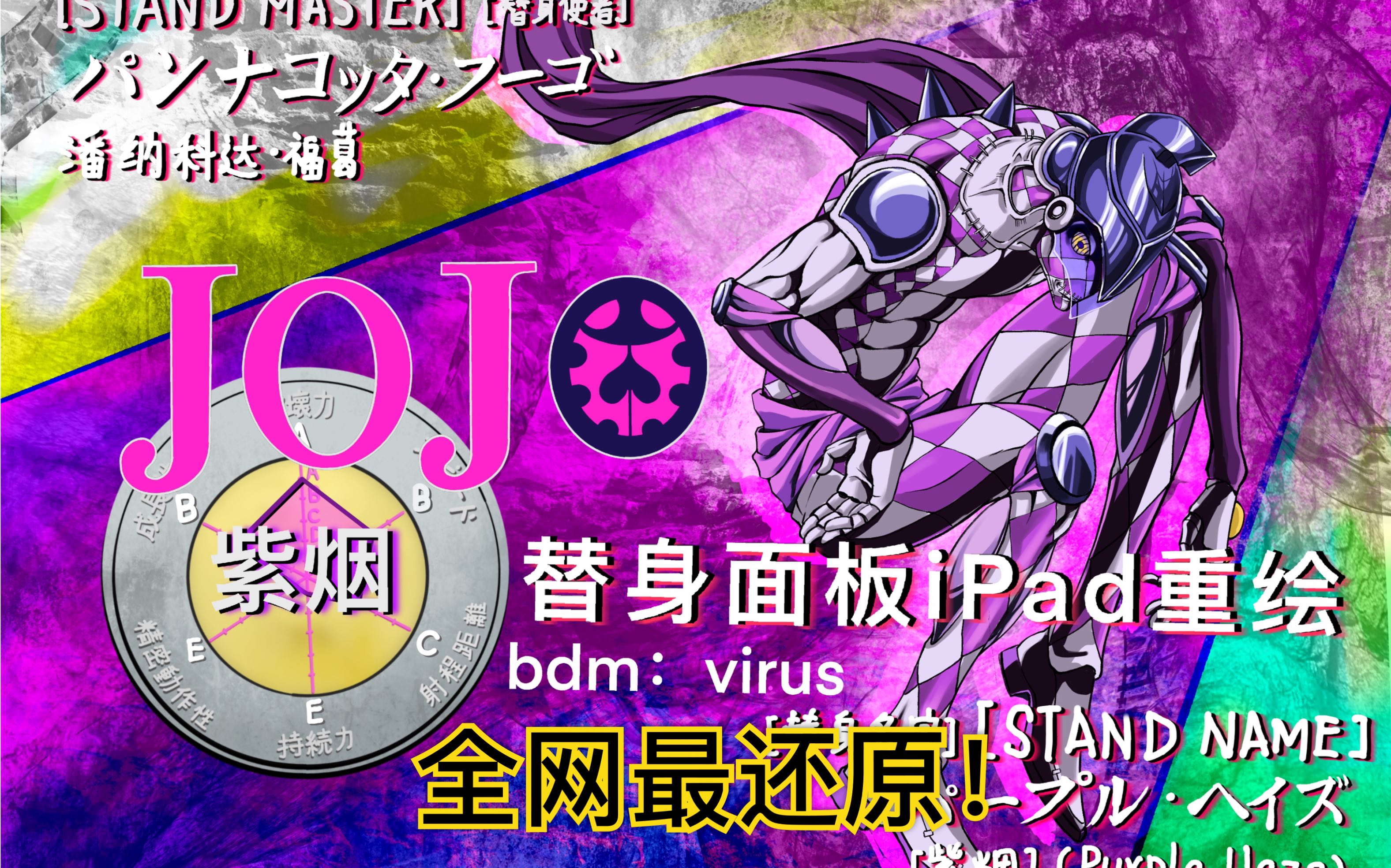 【JOJO替身面板ipad重绘】之[紫烟]全网最还原!含步骤分解哔哩哔哩bilibili