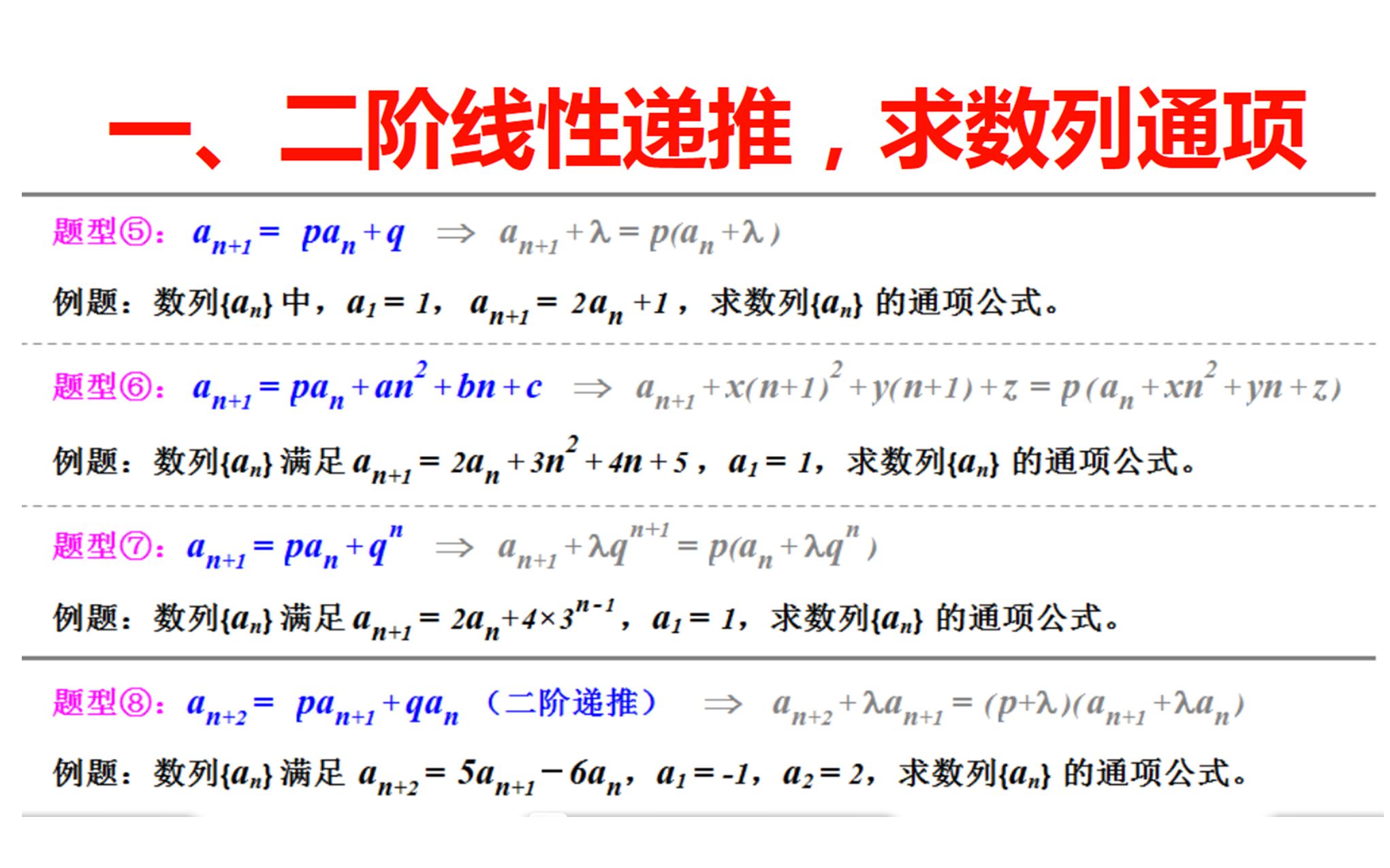 一阶、二阶线性递推数列,通项公式的求法,待定系数法哔哩哔哩bilibili