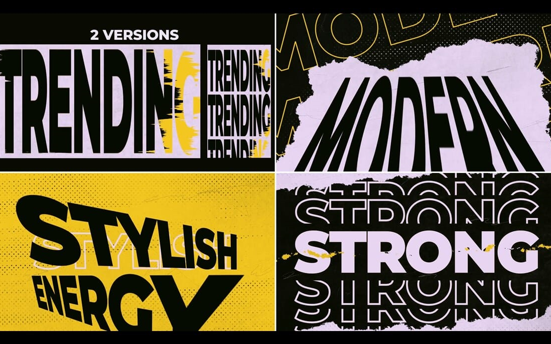 ae横竖模板-嘻哈炸裂纯文字片头娱乐脱口秀开场片头viedo blog 综艺