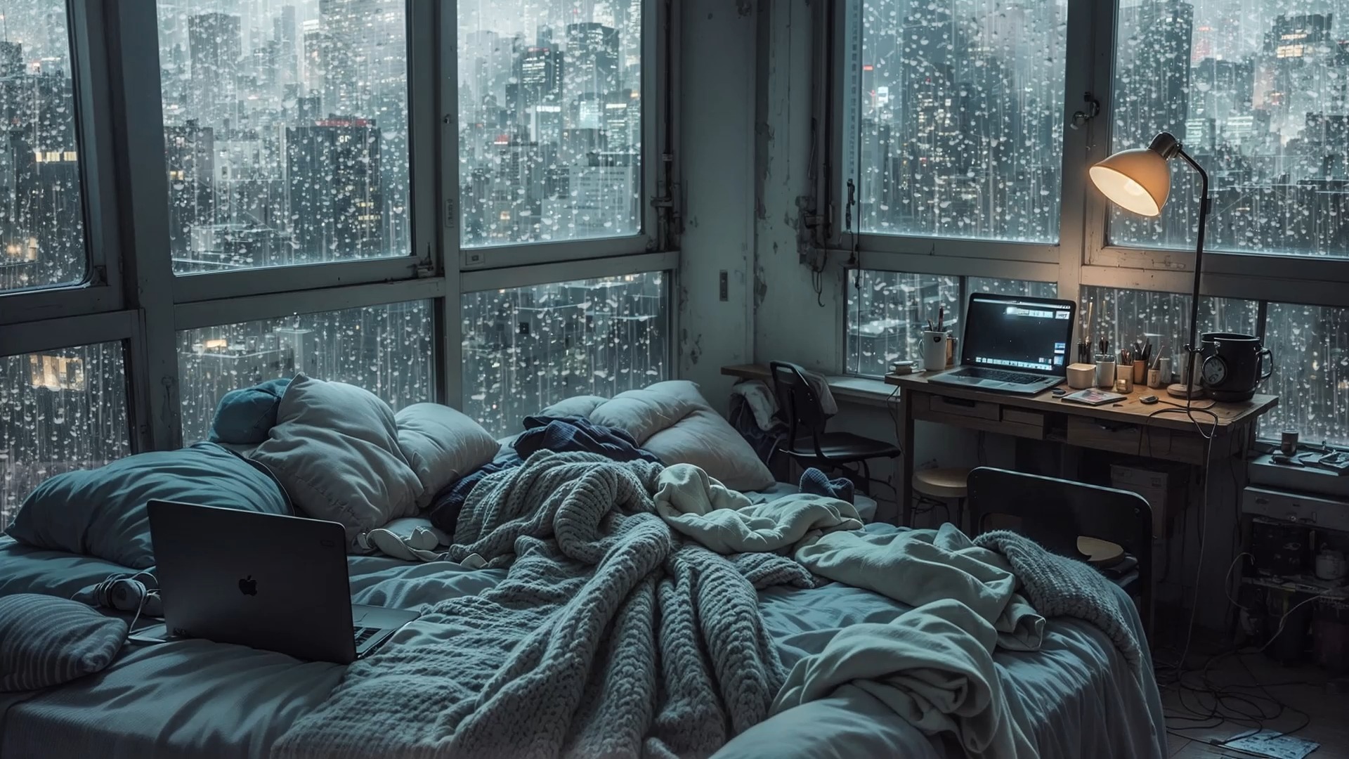 卧室虽然有点杂乱,但能更好的激发创作灵感.雨声/白噪音