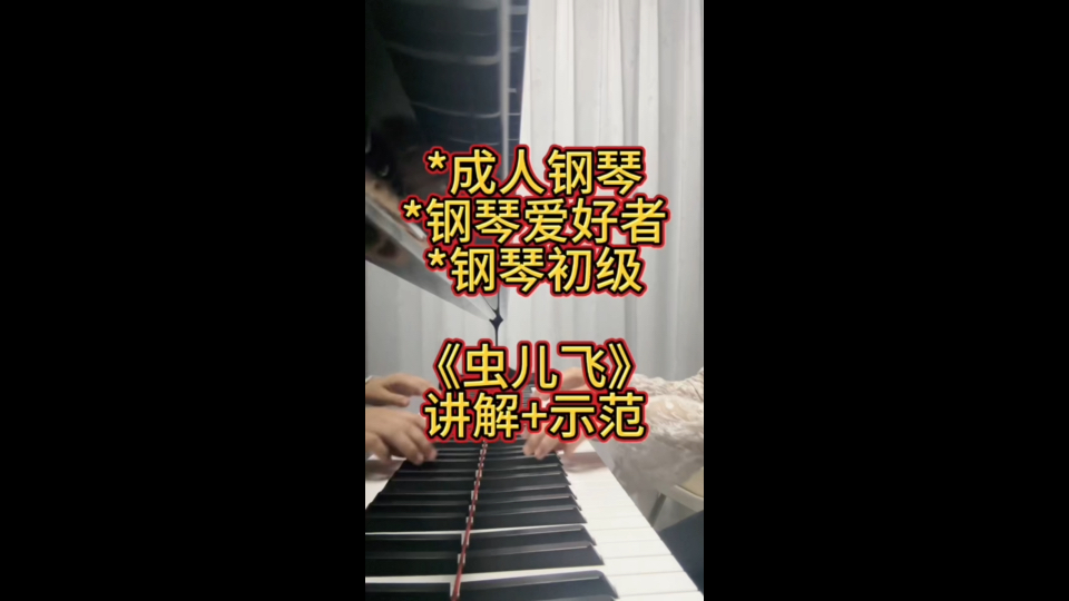 钢琴初级乐曲《虫儿飞》示范 讲解适合成人学琴和钢琴爱好者