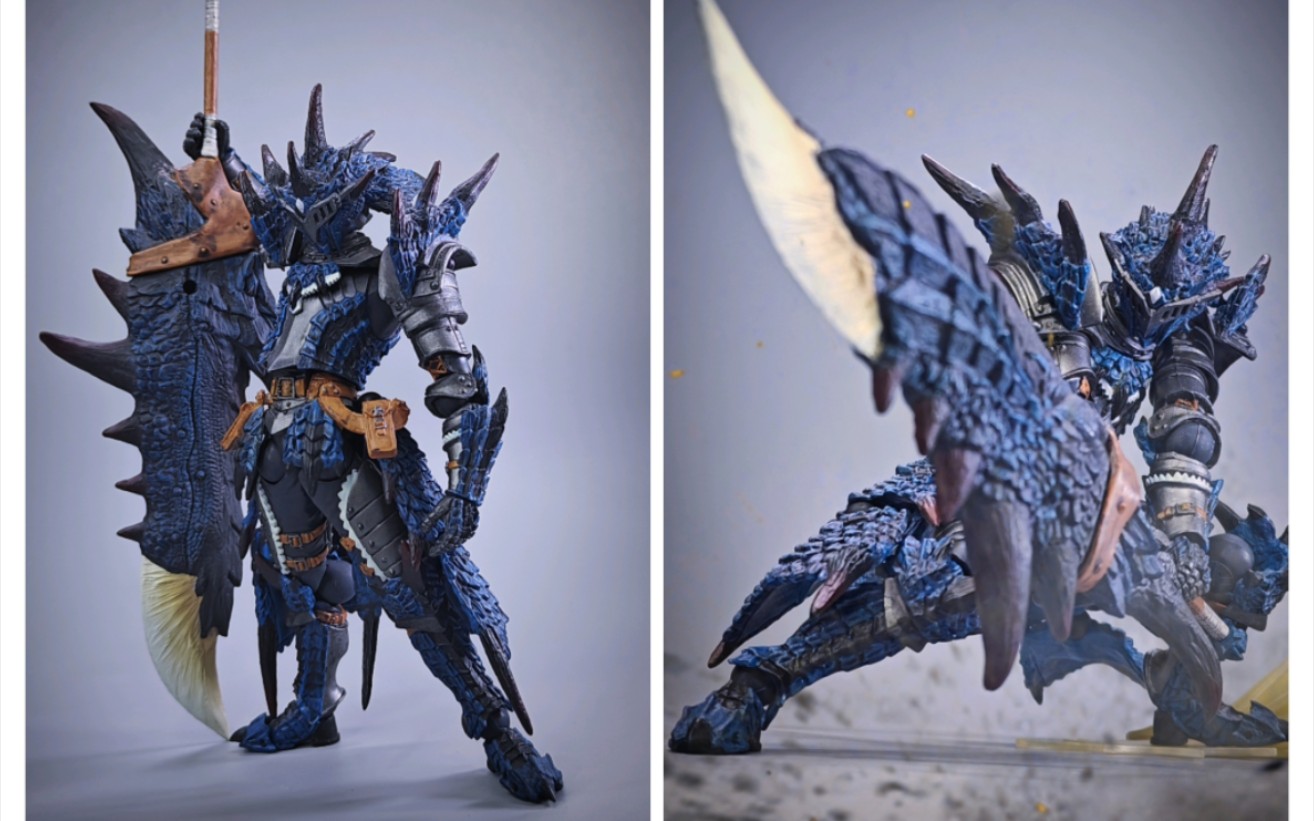 海洋堂 山口式 转轮科技 123 ex 怪物猎人 苍火龙套 苍火龙男剑士