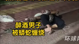 Download Video: 一男子醉酒倒地，被蟒蛇死亡缠绕