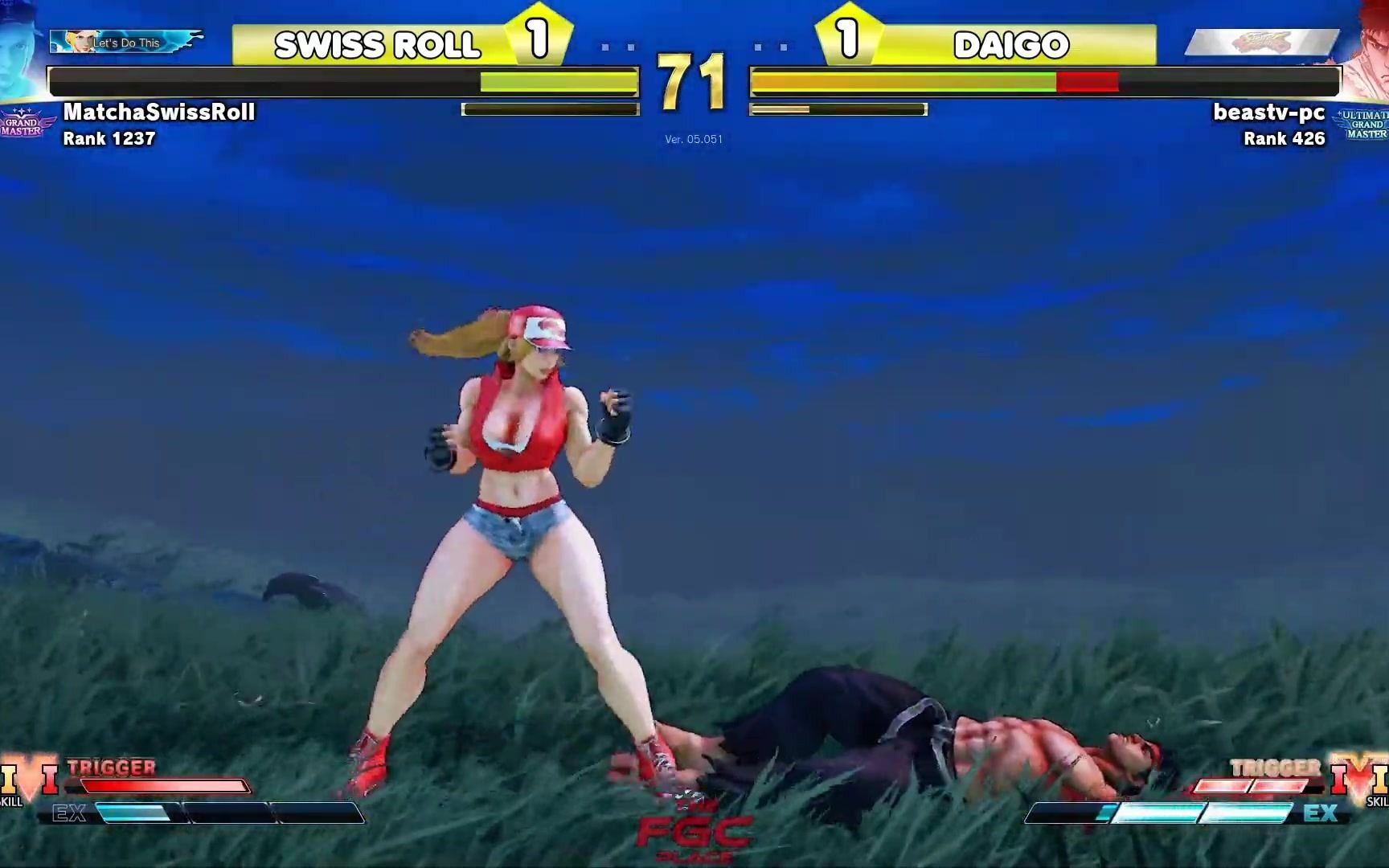 【街霸5】matcha swiss roll (露西亚) vs 梅原大吾 (隆)
