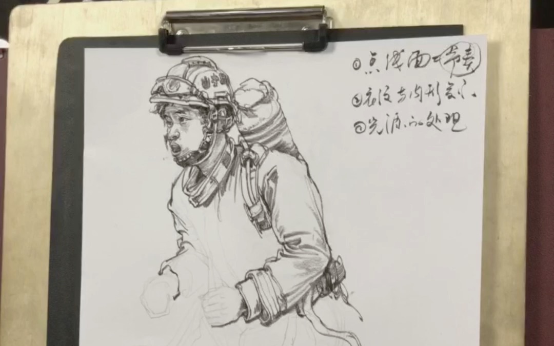 消防员素描真人图片