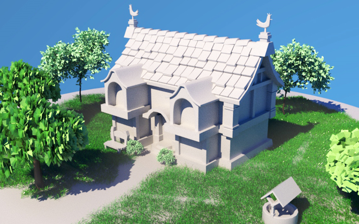 【maya零基础建模】卡通风格房子制作,次世代全流程案例教学3d卡通