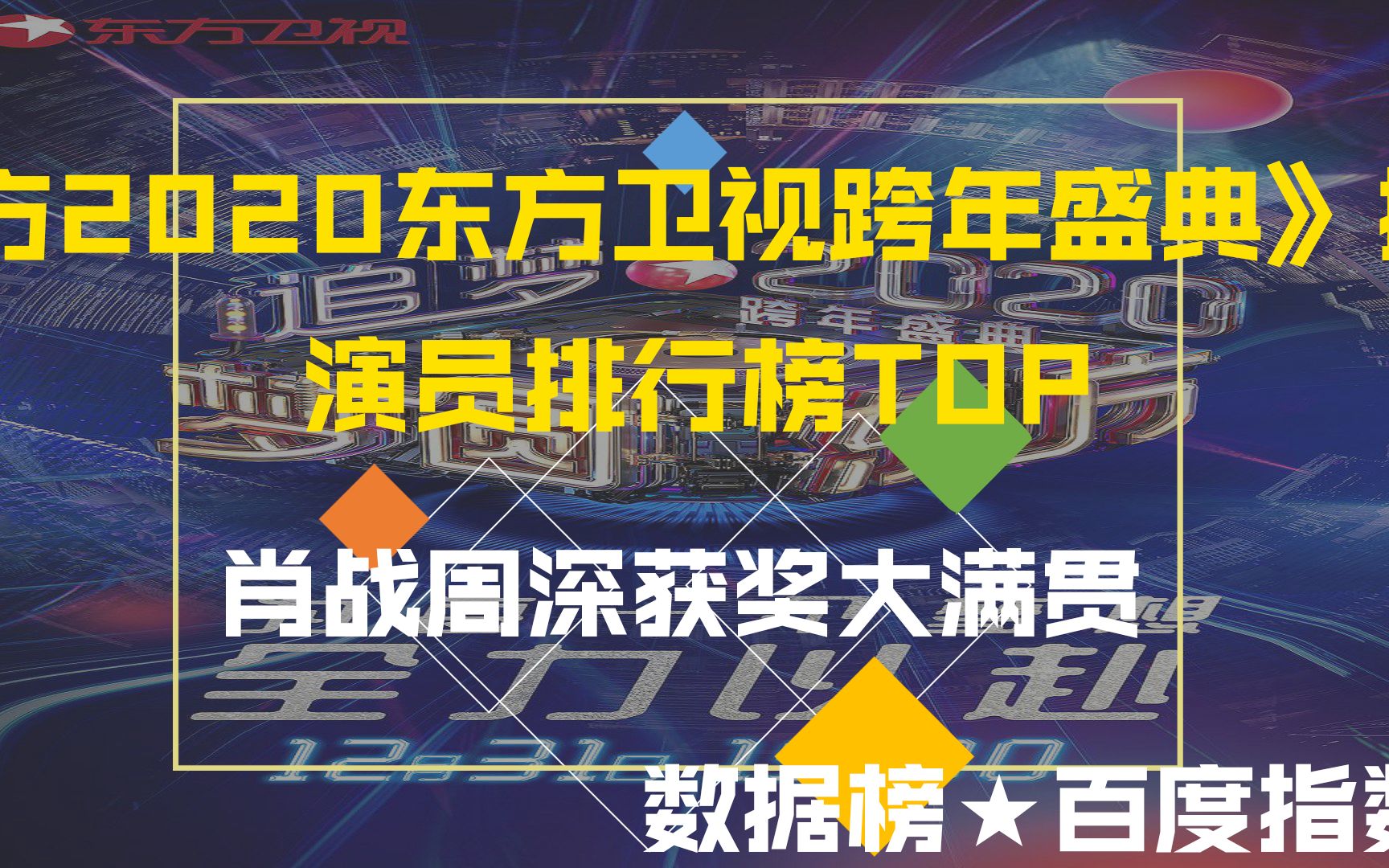 《梦圆东方2020东方卫视跨年盛典》演员热搜榜,肖战周深获奖,排名你认可么?萌新UP主不做标题党!哔哩哔哩bilibili