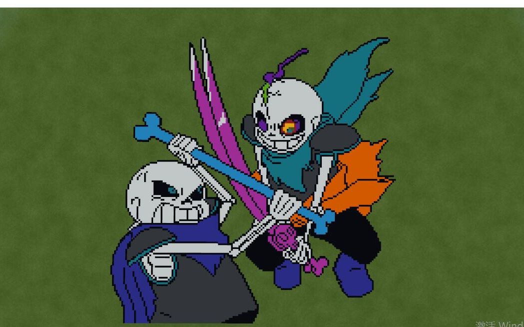 "mc是个像素编辑器"爆肝4小时!当你在mc里还原swapsans vs dusttrust!