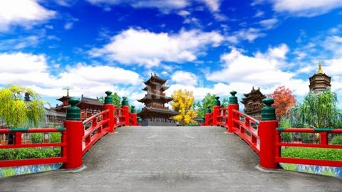 古代汉唐桥边古装剧背景,视频素材,凌晨两点素材网,视频素材下载