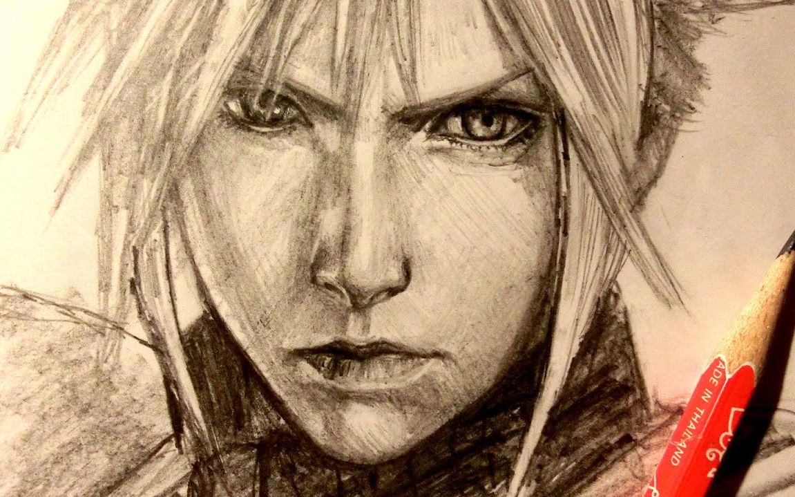 elk助眠绘画的声音素描最终幻想人物角色克劳德斯特莱夫