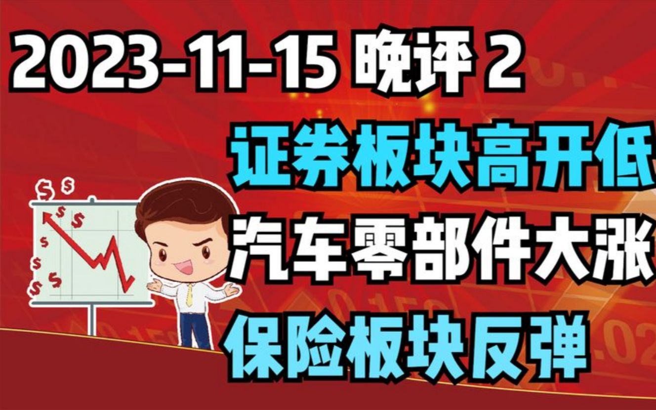 【231115 板块 独家解读】证券板块高开低走,汽车零部件板块大涨,保险反弹哔哩哔哩bilibili