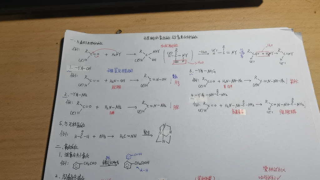 [图]有机化学-醛酮的氧化与还原以及crem规则与氨衍生物的反应以及醛的鉴定（肟，腙，苯腙，缩氨脲）（拜耶尔维立格氧化，麦尔外因彭多夫氧化，欧芬脑氧化，克莱门森还原）
