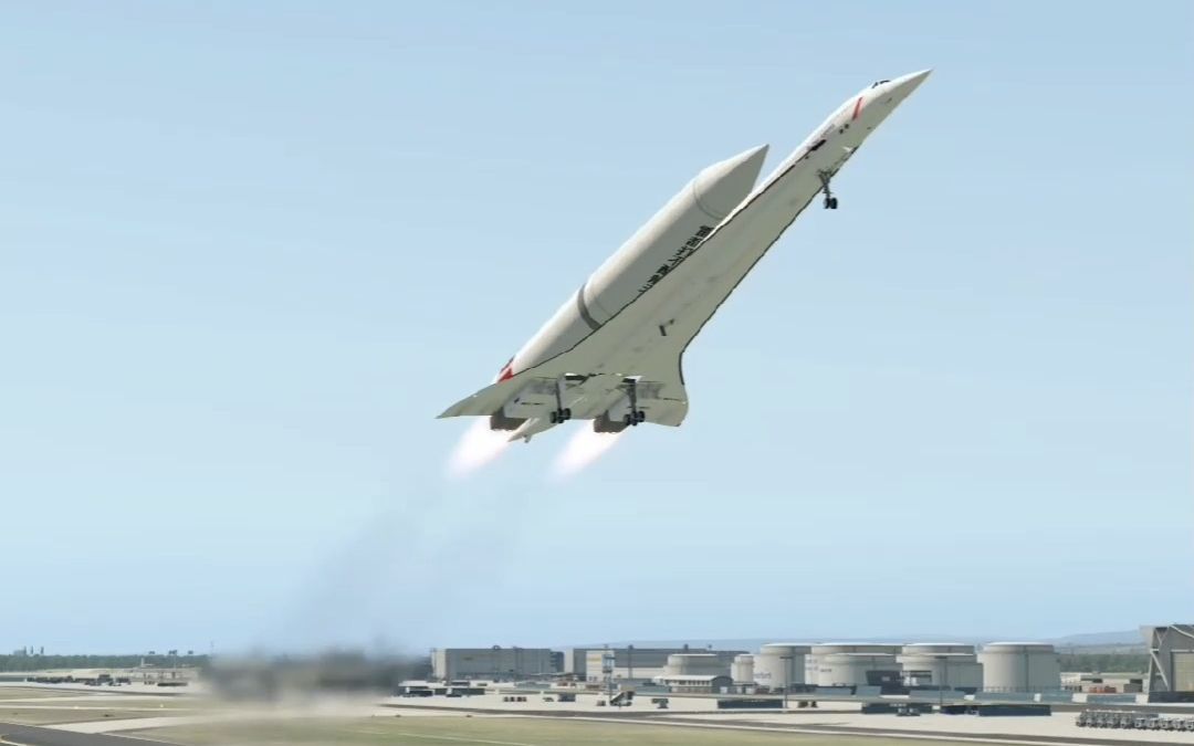 背上火箭的加长协和客机震撼起飞,模拟