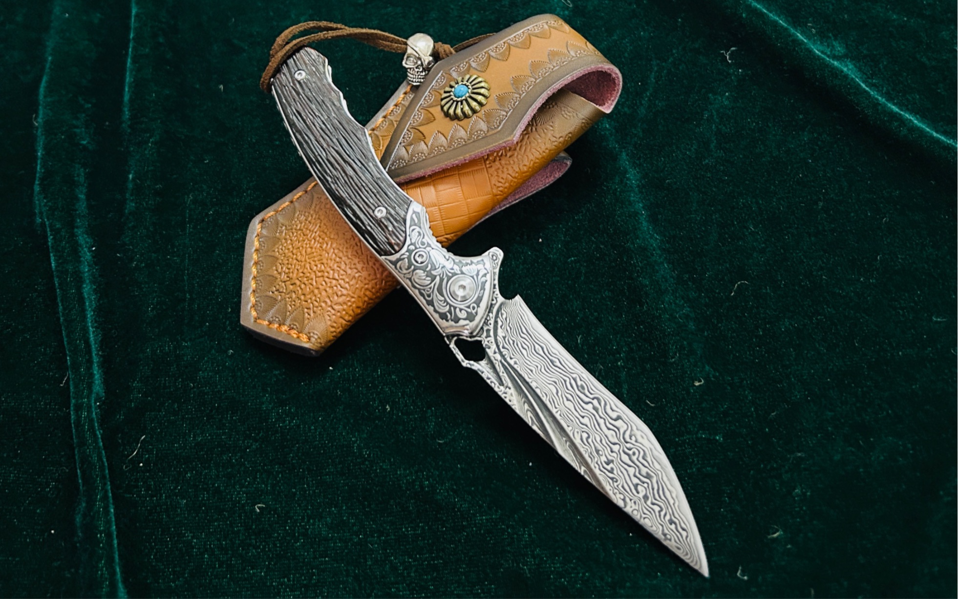 大马士革钢刀vg10折叠刀 高硬度锋利折刀