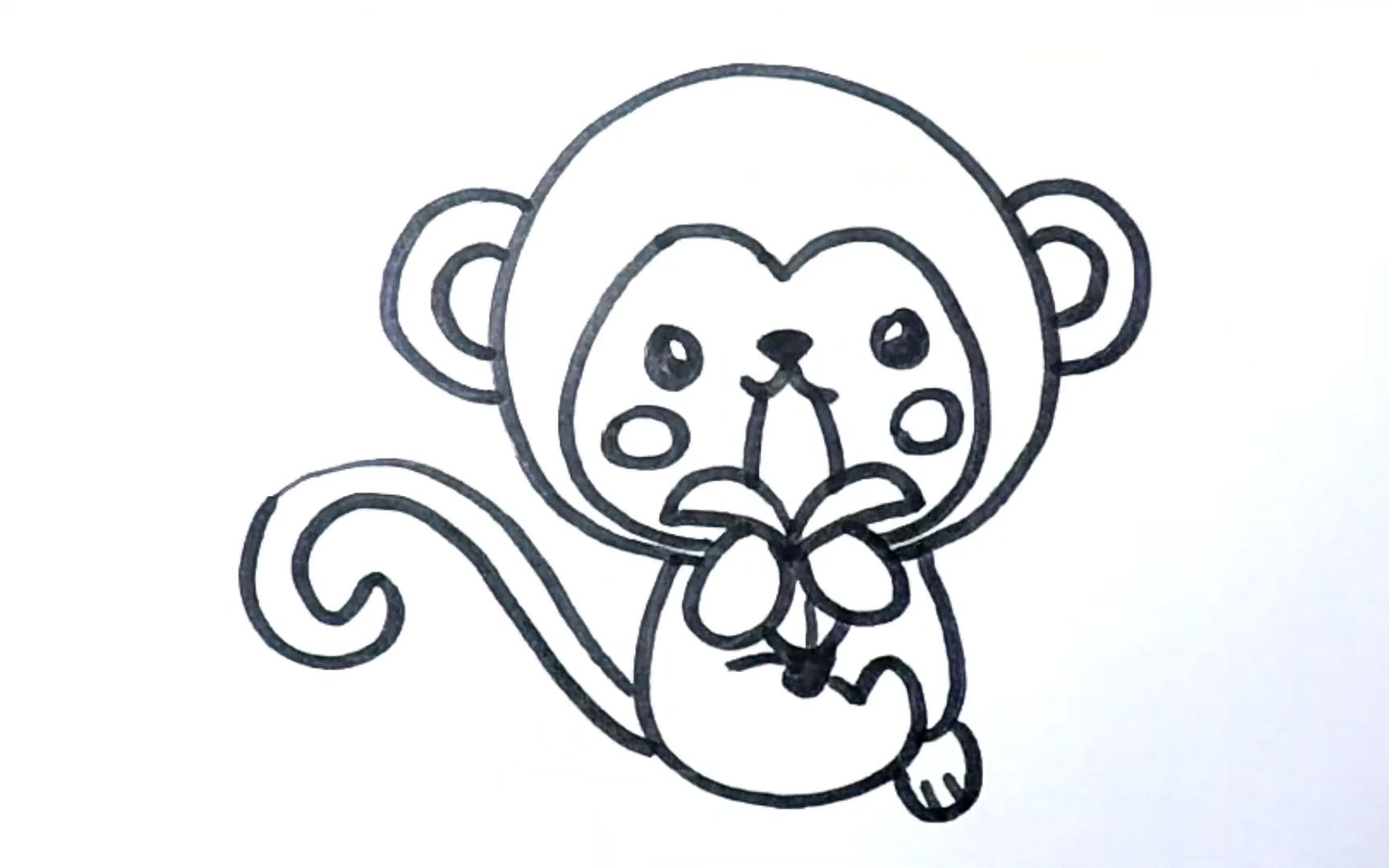 儿简笔画教程爱吃香蕉的小猴子这样画可爱极了,孩子们都喜欢
