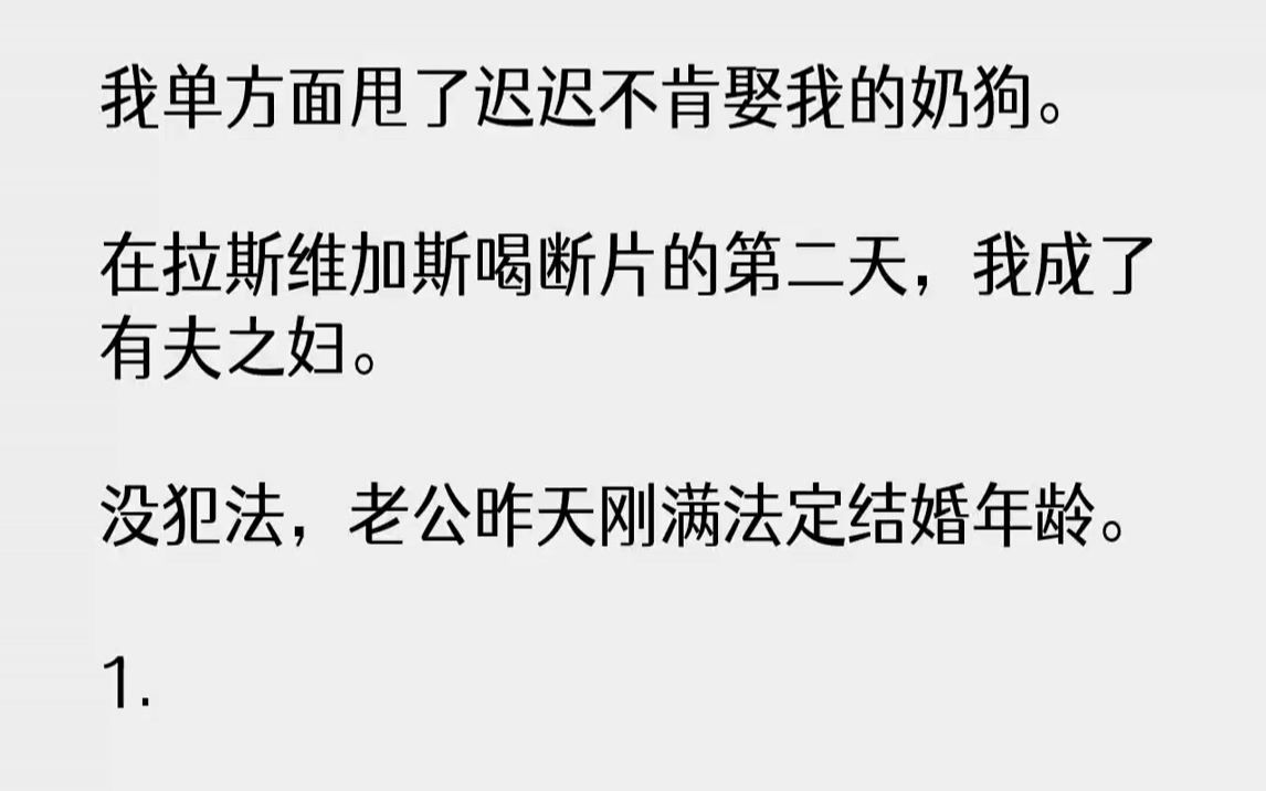 【完结文】我单方面甩了迟迟不肯娶我的奶狗.在拉斯维加斯喝断片的第二天,我成了有夫之妇.没犯法,老公昨天刚满法定结婚年龄.1.国际...哔哩哔哩...