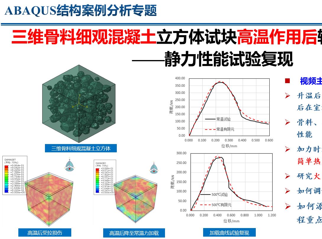 ABAQUS细观混凝土高温后轴压性能试验复现——三维骨料细观混凝土立方体试块高温作用后静力分析哔哩哔哩bilibili