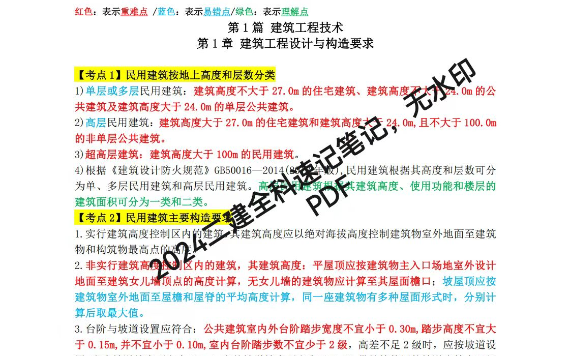 [图]2024年二级建造师【速记手册】全科无水印PDF