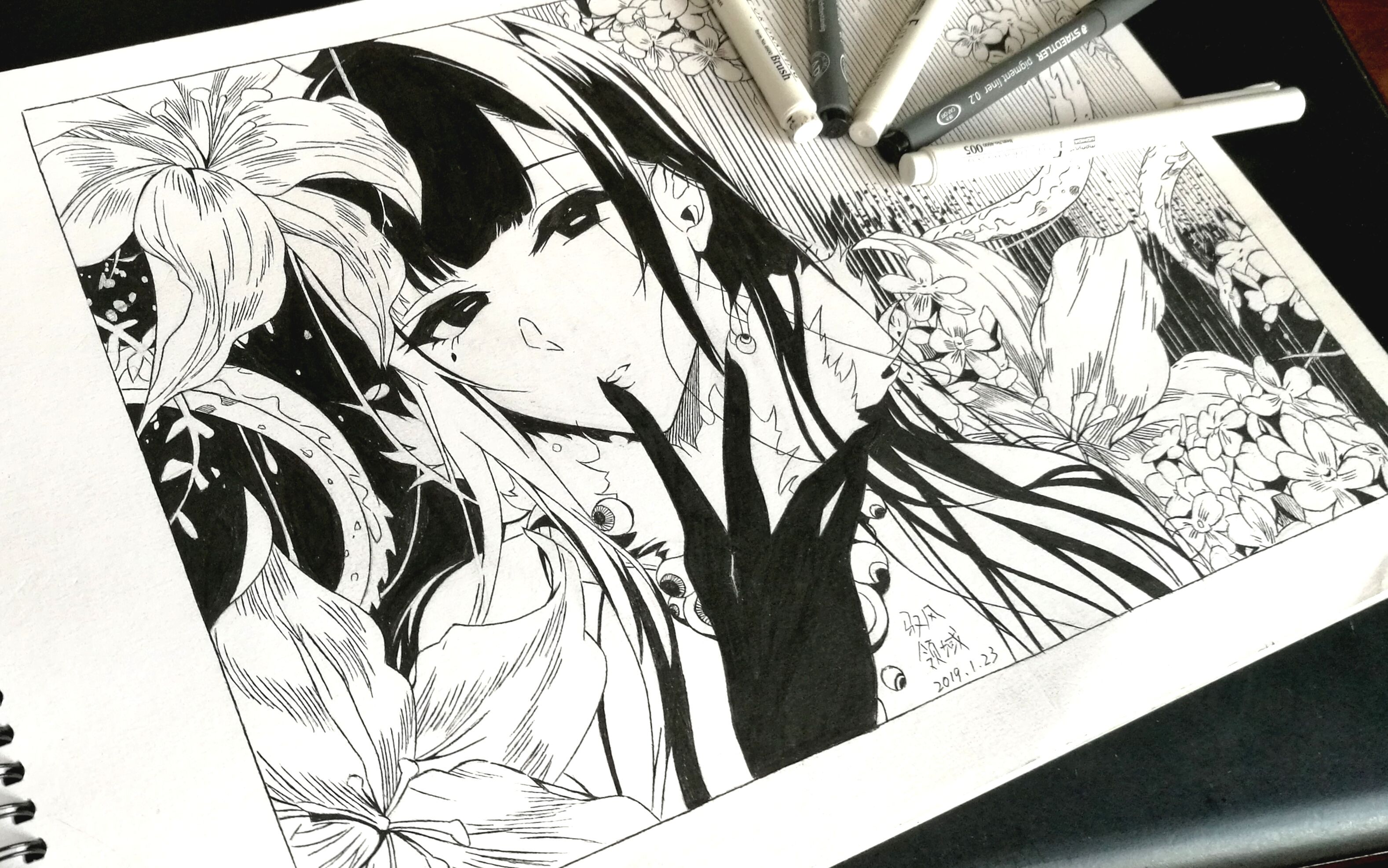 黑白手绘纯粹的黑白线是如此优雅点击领取一只千夜姐姐