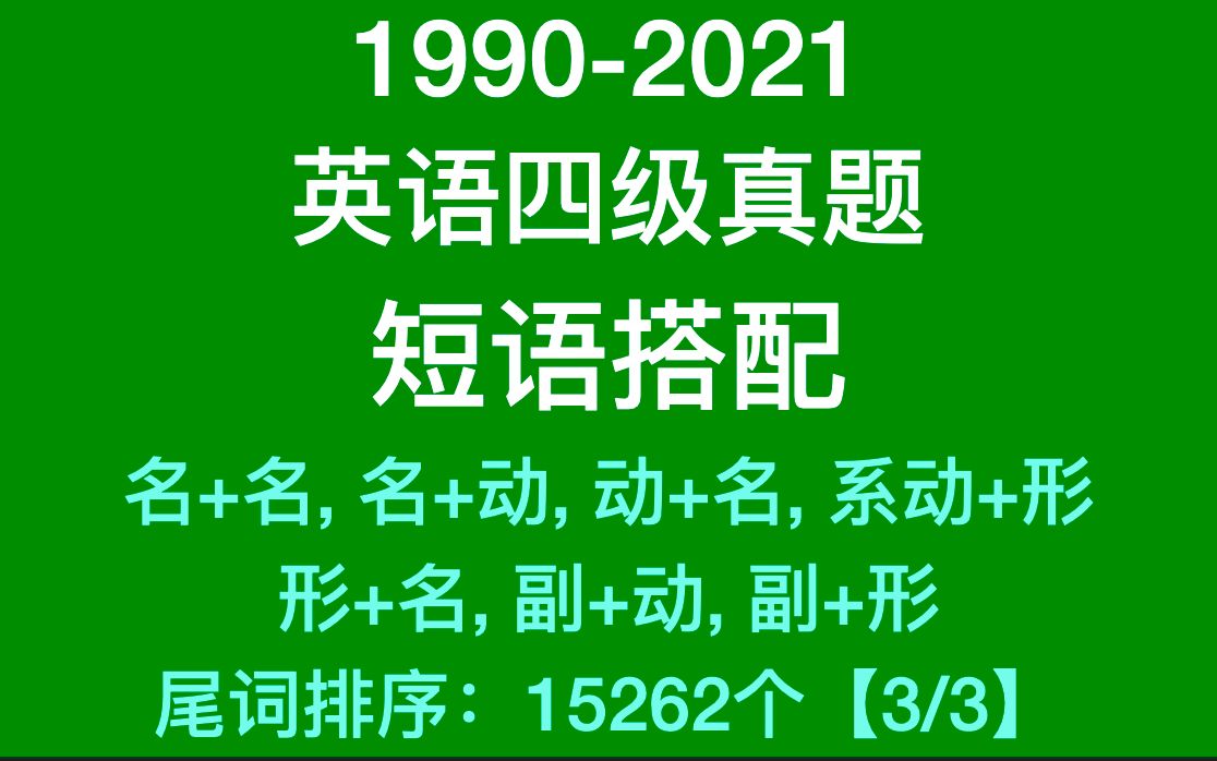 19902021英语四级真题:短语搭配【尾词排序3/3】哔哩哔哩bilibili