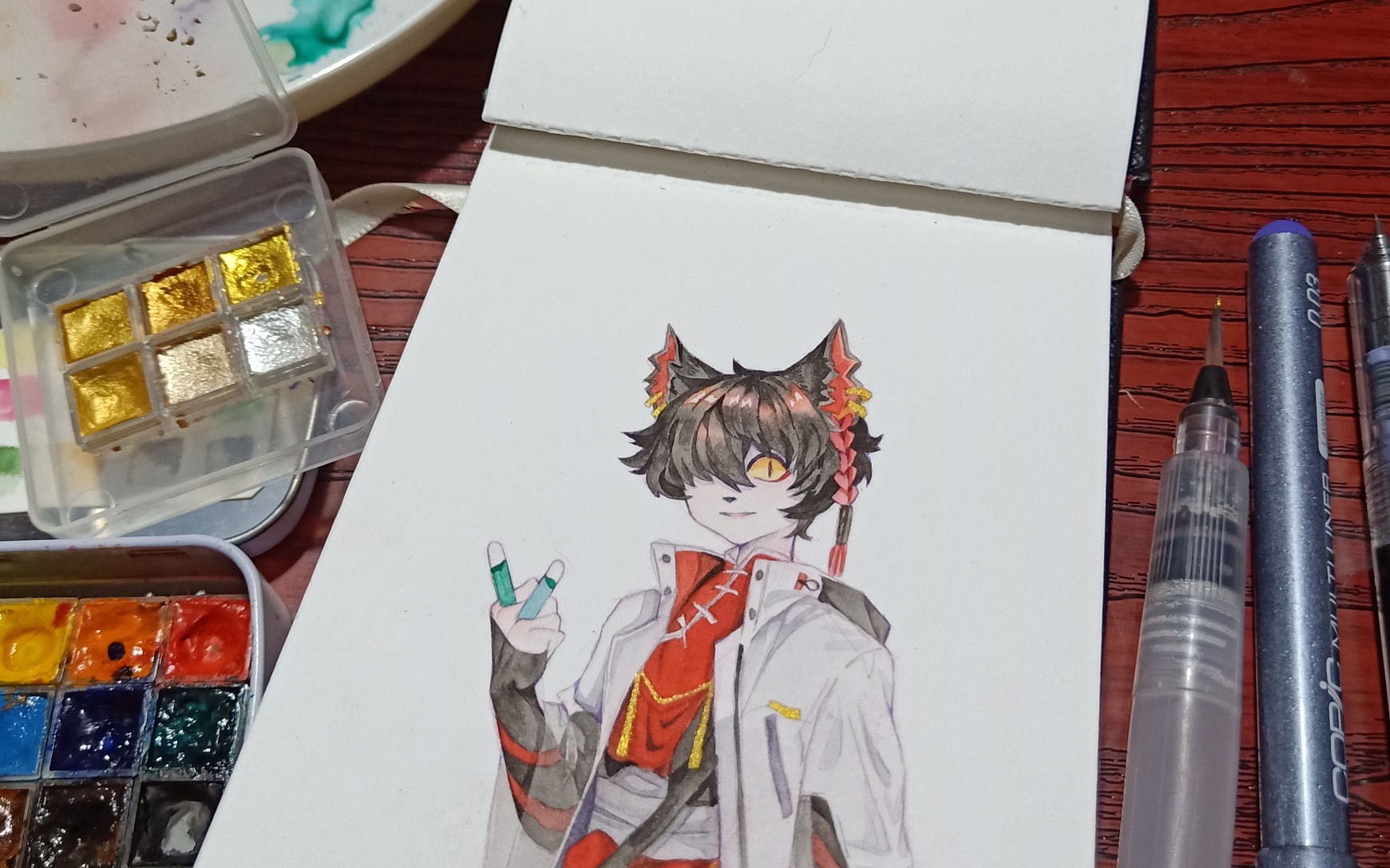水彩手绘明日方舟阿