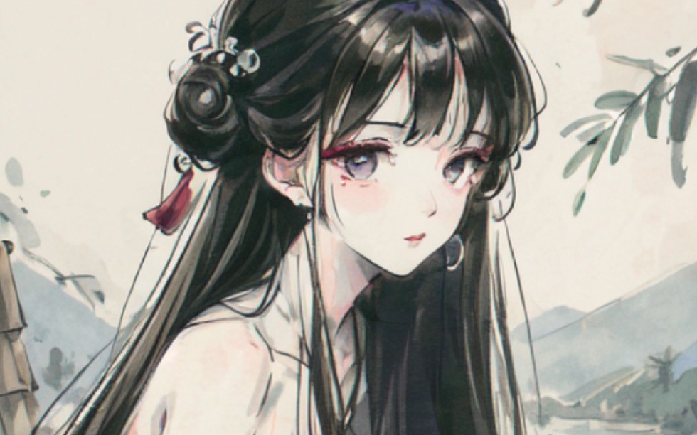 古风水墨少女