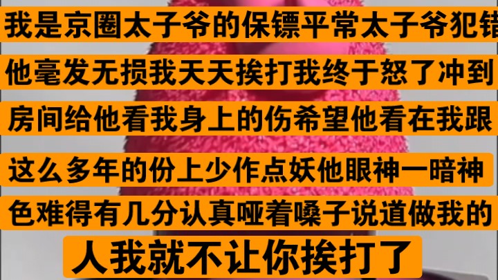 我是京圈太子爷的保镖,平常他犯错,他毫发无损,我天天挨打,我终于怒了,冲到房间给他看我身上的伤,希望他看在我跟他这么多年的份上,少做点妖...