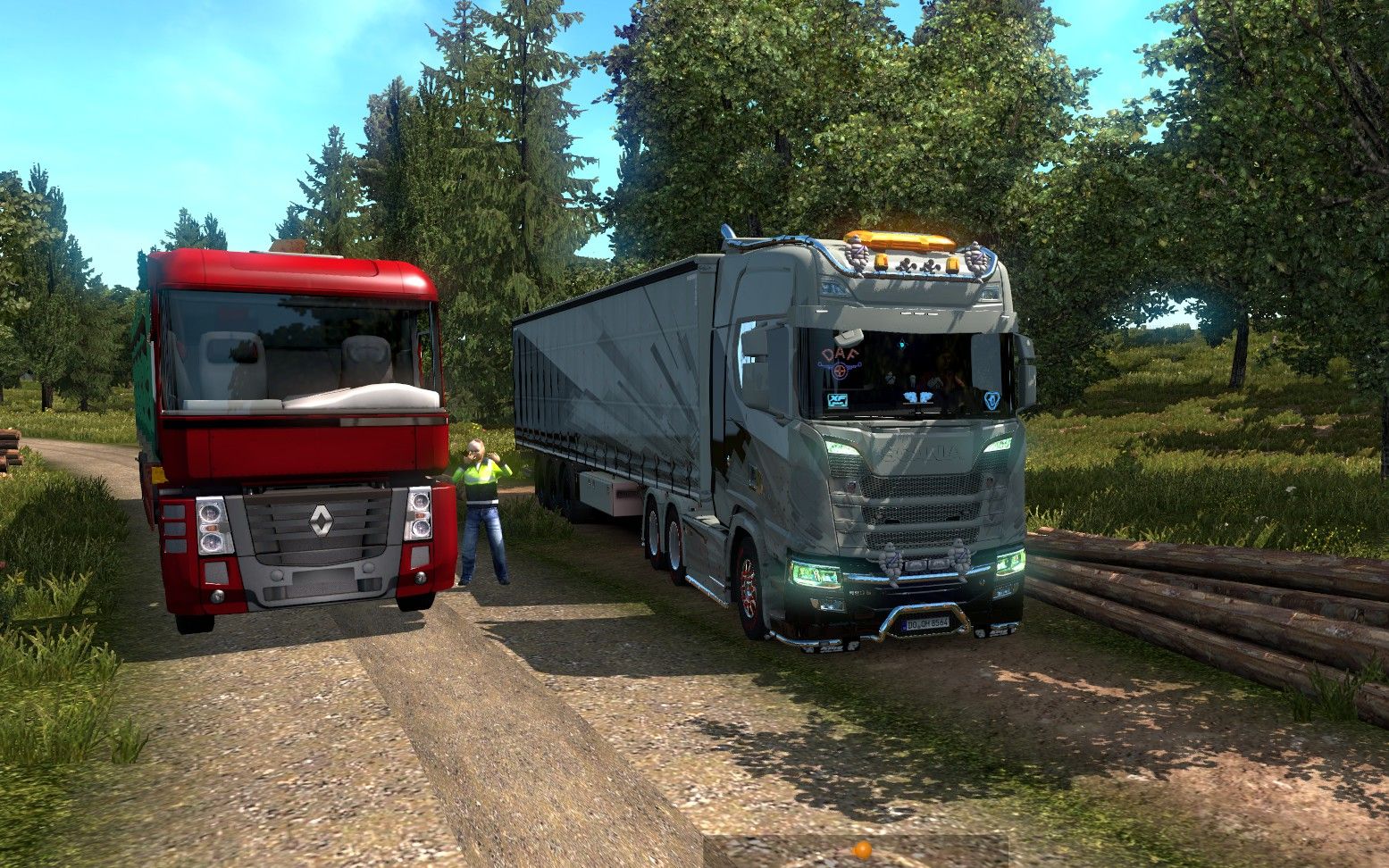 欧洲卡车模拟2 ;联机 promods  一条木场小道
