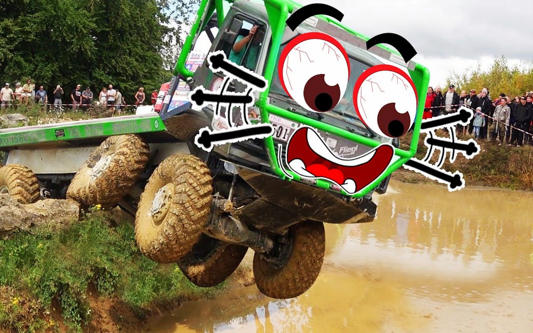 解压动画:极限怪物涂鸦越野车大挑战,大泥坑能顺利通过吗?