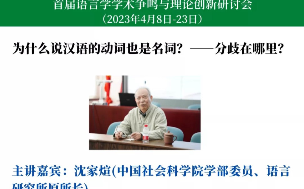 社科院学部委员沈家煊:为什么说汉语的动词也是名词——分歧在哪里?哔哩哔哩bilibili