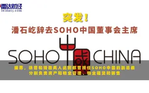 Download Video: 突发！潘石屹辞去SOHO中国董事会主席