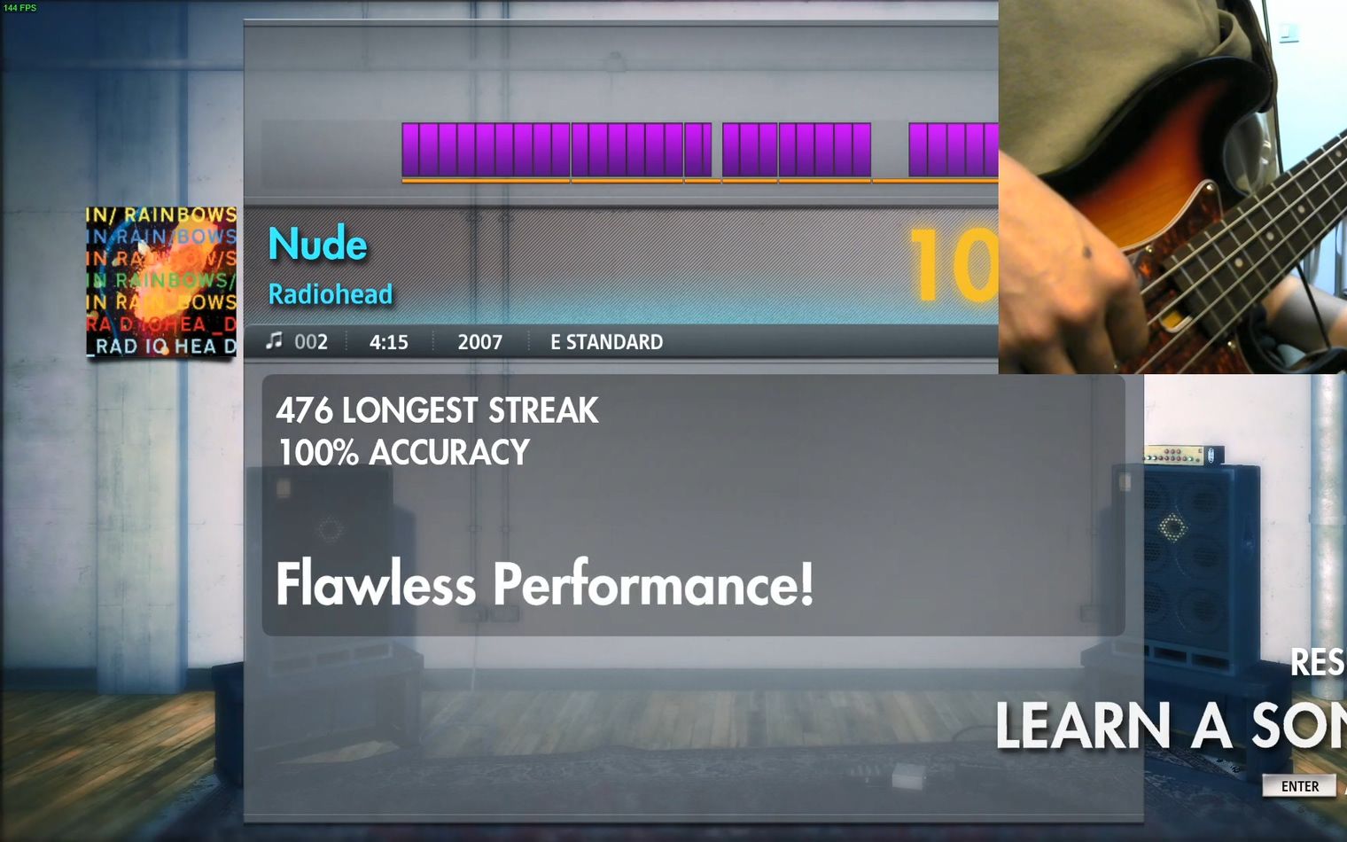 [图]《Nude》- Radiohead 摇滚史密斯 Rocksmith 首次录制，贝斯准确率100%