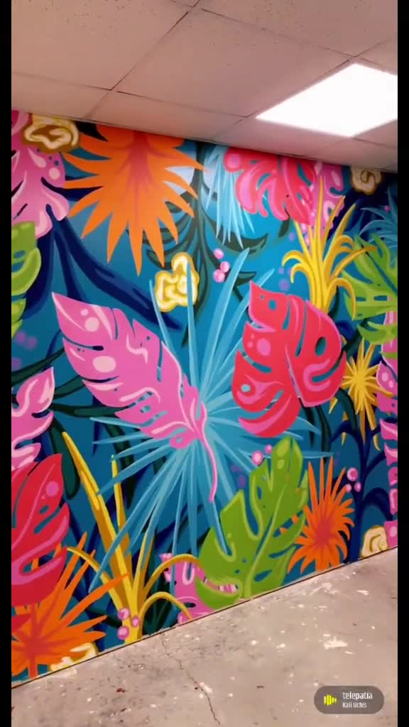 墙绘 热带雨林 墙绘 美术生