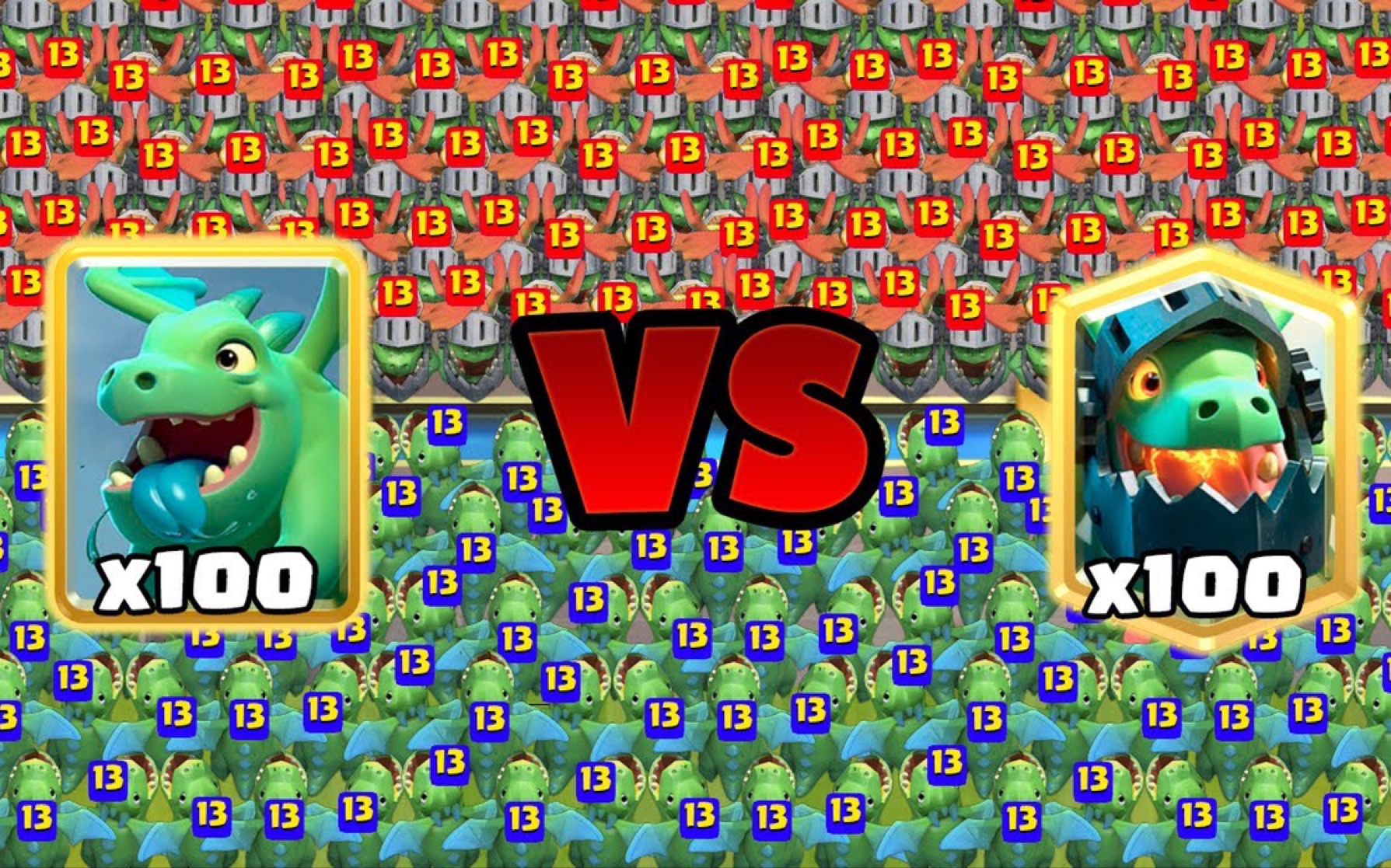 【皇室战争】100个飞龙宝宝对战100个地狱飞龙!谁会嘤?