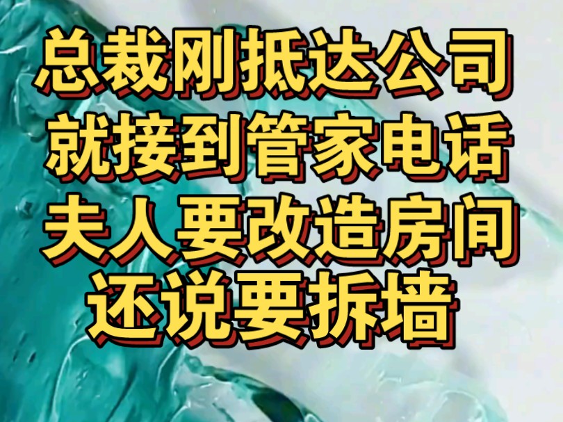 总裁刚抵达公司,接到管家电话,夫人说要改造房间甚至要拆墙哔哩哔哩bilibili