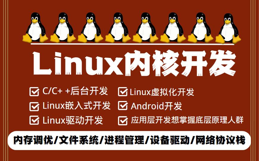 2023年最新版本Linux内核开发教程来了,适合Linux嵌入式、驱动、虚拟化、Android开发人群学习,大纲包括进程管理、内存管理、网路协议栈、实战项目...