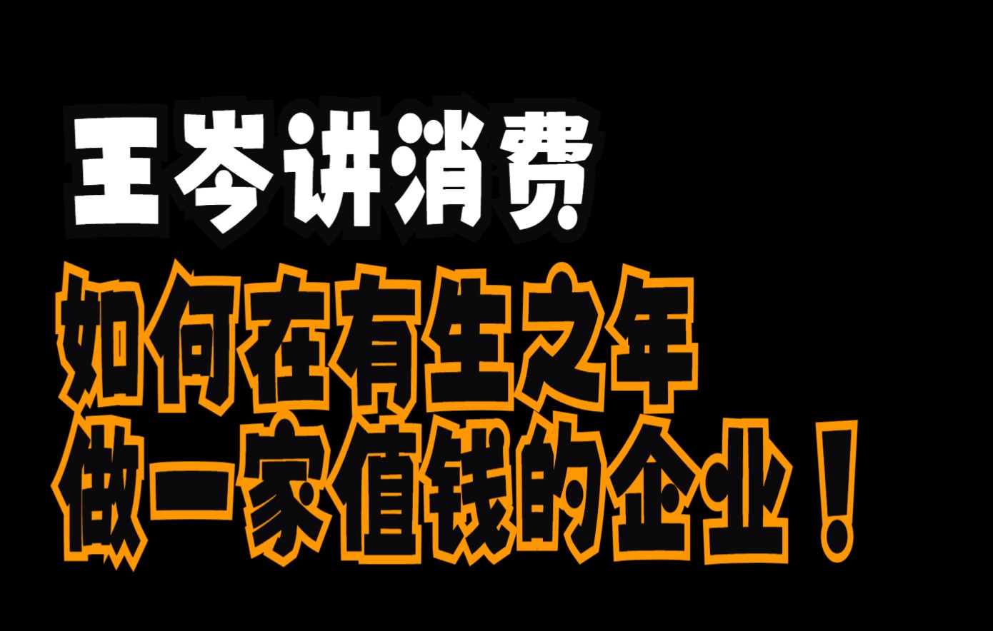 【王岑讲消费】如何在有生之年做一家值钱的企业?哔哩哔哩bilibili