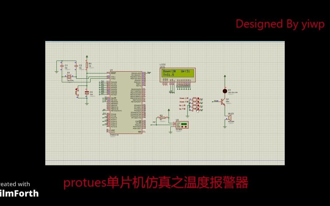 protues 仿真的温度报警器哔哩哔哩bilibili