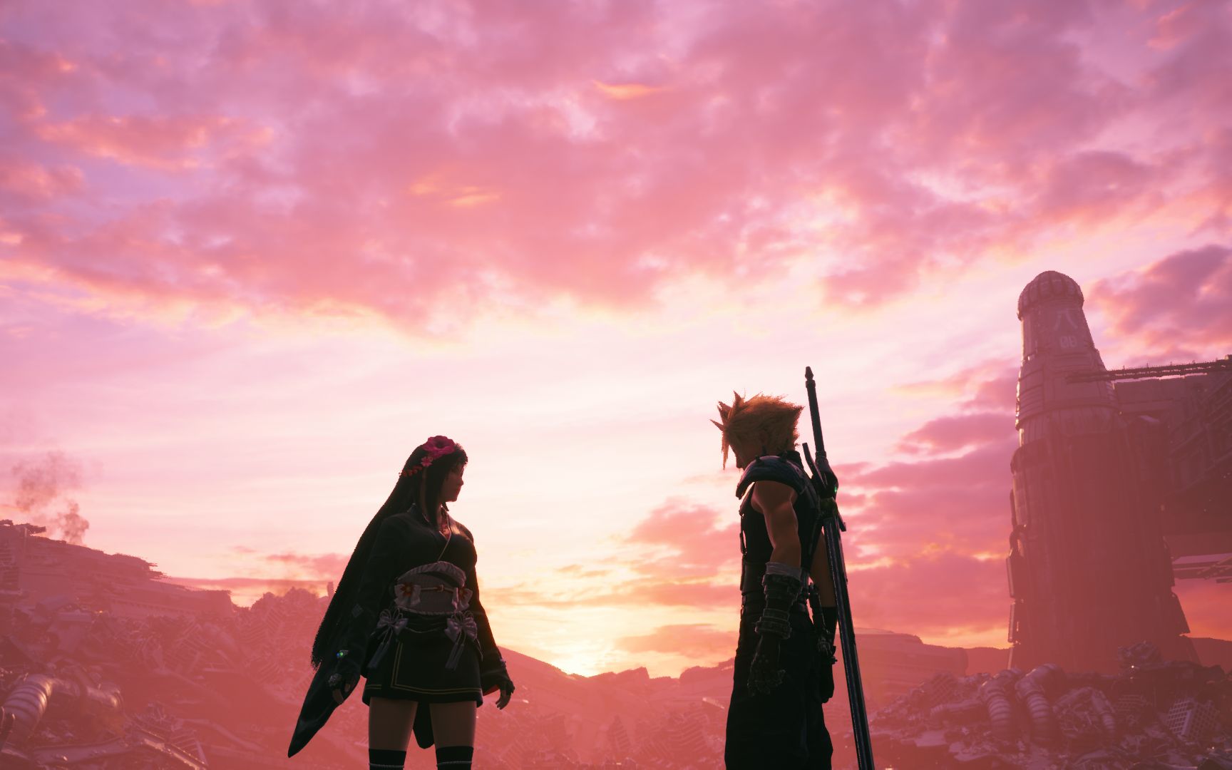 最终幻想七重制版 克劳德再一次拯救蒂法而无视老巴了(封面图感觉天空