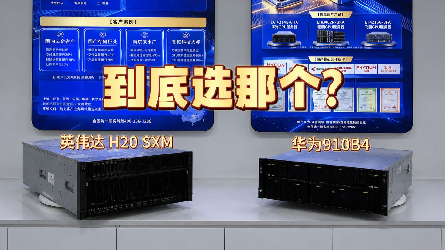 华为VS英伟达!纯国产算力服务器8卡昇腾910B4对比英伟达的8卡h20整机,谁更有性价比?