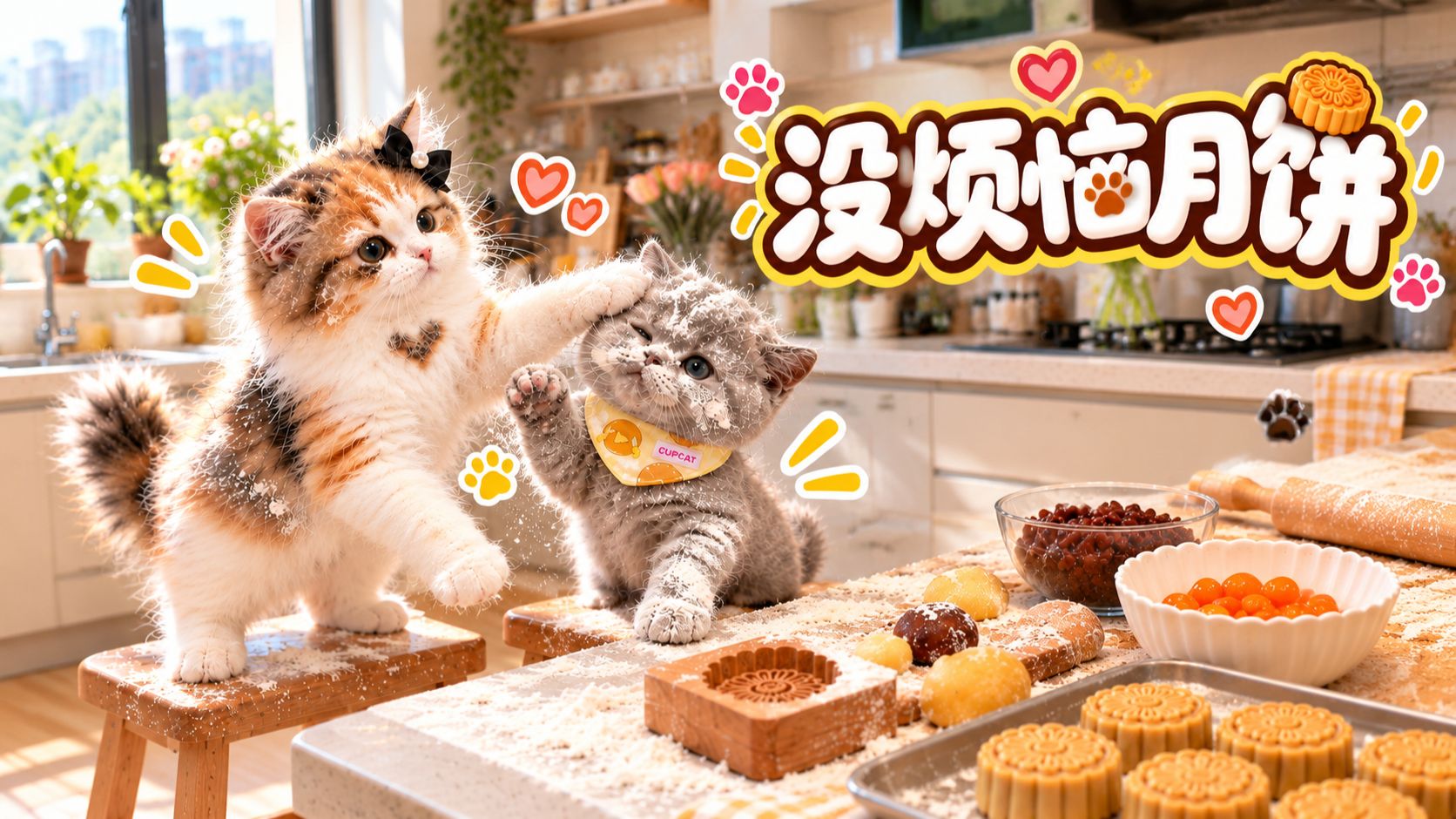 这个中秋，小猫想让妈妈把所有的烦恼都忘掉