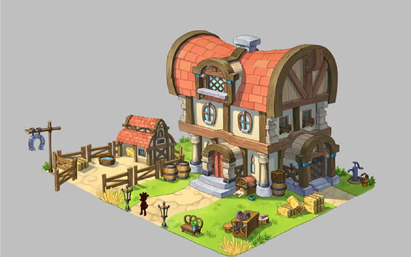 【maya】游戏场景制作 卡通版别墅建模