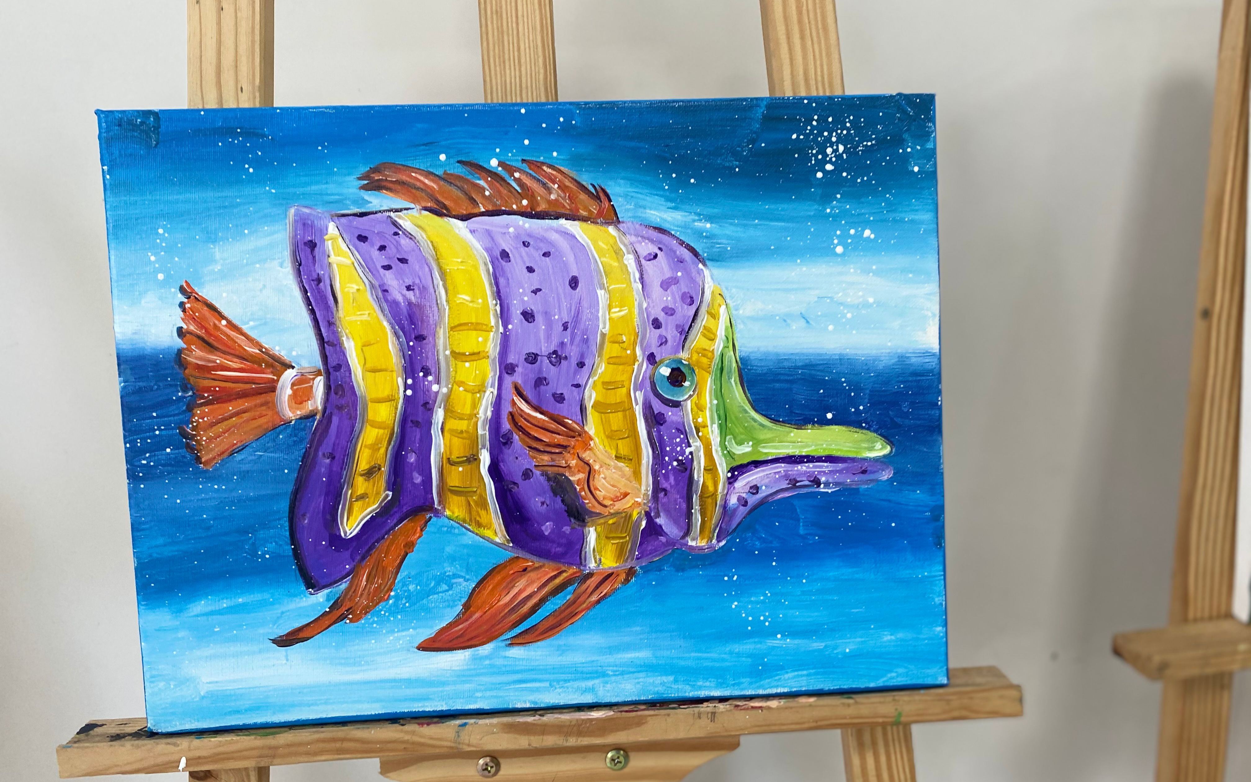 用彩墨画鱼 简单图片