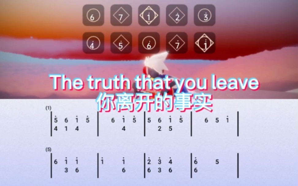 [图]sky光遇琴谱，The truth that you leave（你离开的事实）琴谱教程