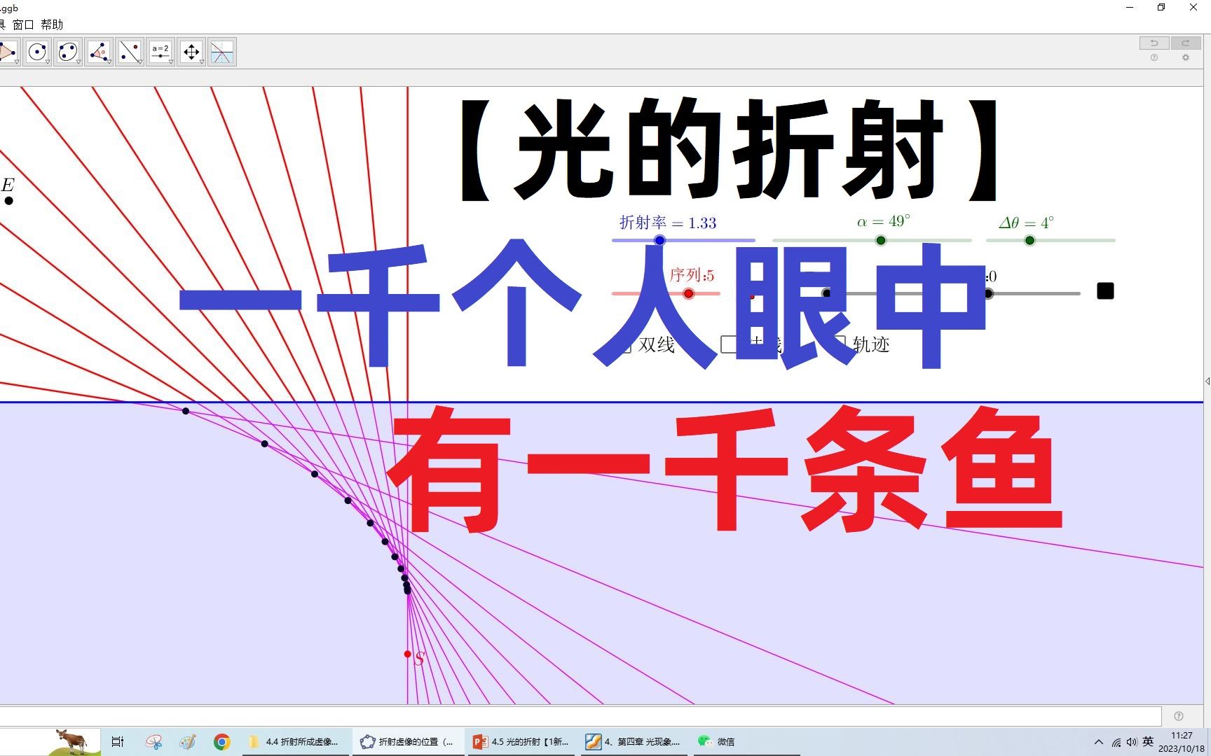 [图]【中学物理王超群】折射形成的虚像的“轨迹”，一千个人眼中有一千条鱼