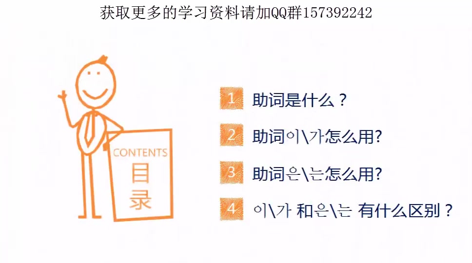 [图]韩语学习视频教程自学韩语学习零基础入门之韩语助词就是雷锋叔叔