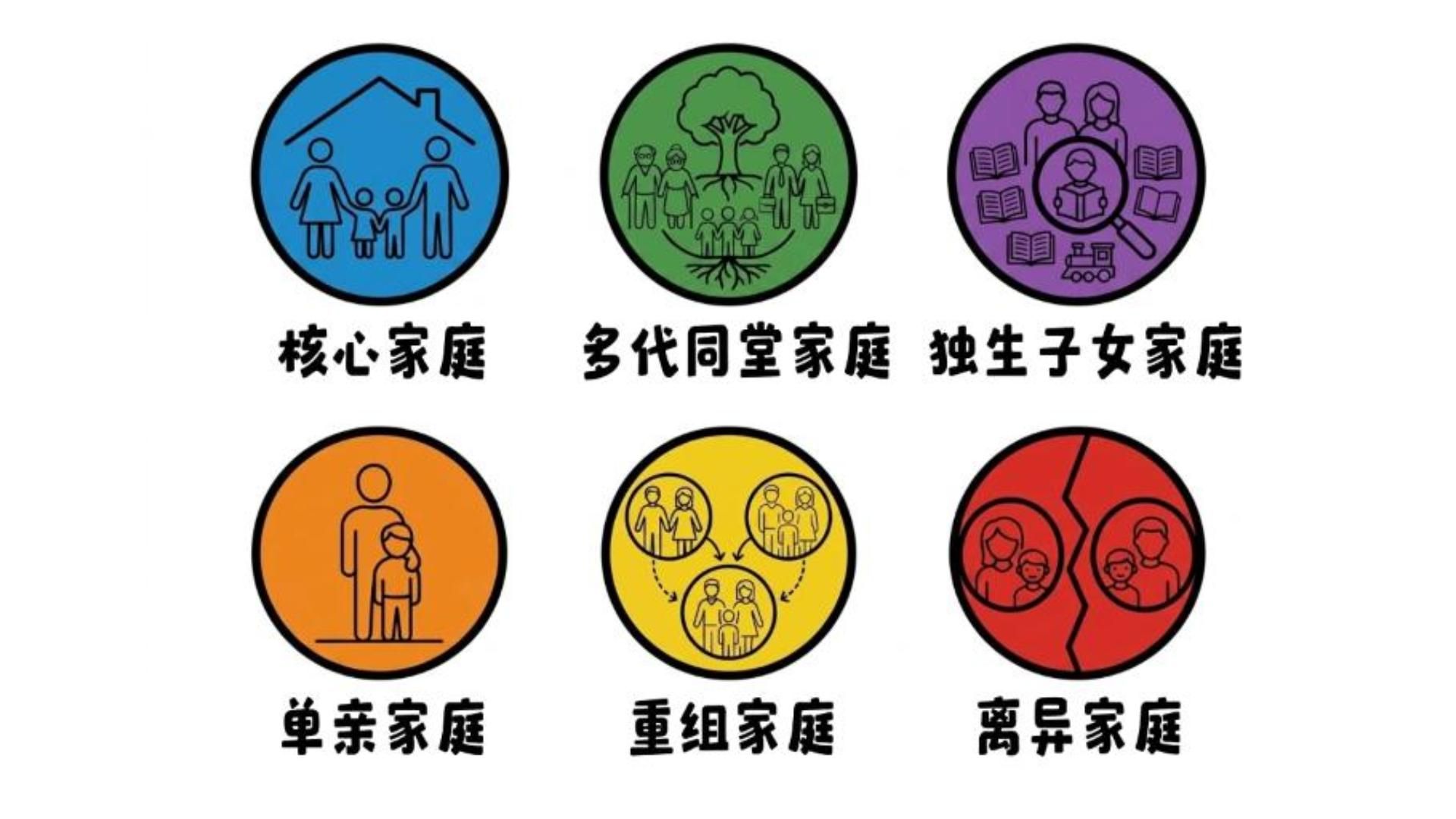 讲解6个家庭的类型。